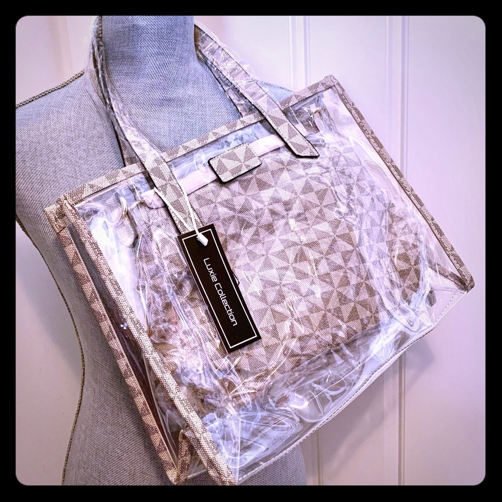 DI Clear tote/solid design crossbody purse combo.